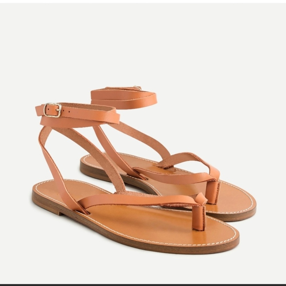 J.Crew Vachetta Thong Sandals Size 8 Leather Made in Italy New in Box